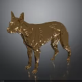 Golden Dog Sculpture Showcasing Anatomical Organ Structure And Hair Texture Features