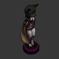 Cartoon Fox Female Character In Pink Swimsuit With Bow Detail Black Hair And Green Eyes