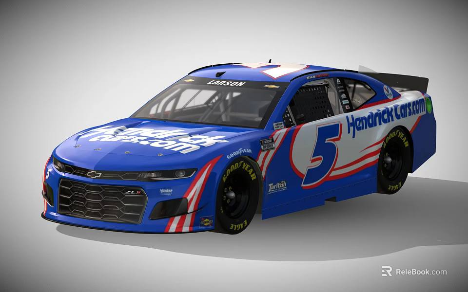 Blue Chevrolet Race Car Featuring HaasTooling Logo And Number 5 Design 3d model 