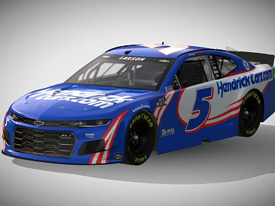 Blue Chevrolet Race Car Featuring HaasTooling Logo And Number 5 Design 3d model