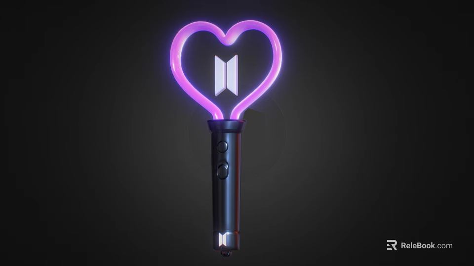 Heart Shaped Purple Neon Decorative Light With Handheld Handle And Control Buttons 3d model 