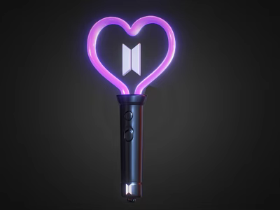 Heart Shaped Purple Neon Decorative Light With Handheld Handle And Control Buttons 3d model