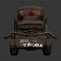Rugged Rusty Modified Off Road Truck With Open Top TROUBLE Lettering And Wasteland Look