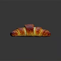 Freshly Baked Golden Croissant With Flaky Layers And Buttery Texture