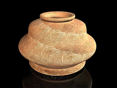 Handcrafted Ceramic Jar With Detailed Textured Surface And Unique Layered Shape 3d model