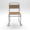 Stylish Leisure Chair With Wooden Slatted Seat And Backrest On Metal Frame