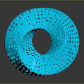 Blue Spiral Glass Sculpture With Perforated Design Modern Decorative Art