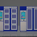RFID Smart Lockers With Digital Display Screen Numbered Compartments And Transparent Doors 3d model