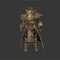 Fantasy Warrior 3D Model With Intricate Armor And Long Cloak
