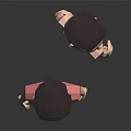 Two Low Poly 3D Characters With Pink And White Tops Dark Pants And White Shoes