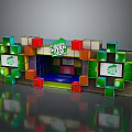 Vibrant Display Structure Composed Of Colorful Cubes With Super Bowl Logo And Bright Tones