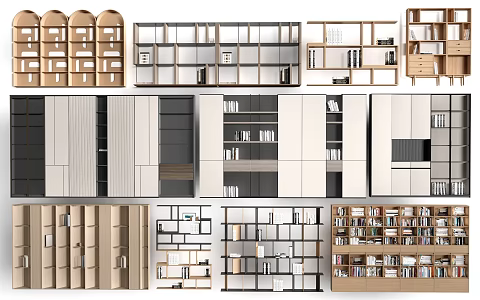 Modern Bookshelf Bookcase Storage Rack Decorative Rack Display Rack 3d model