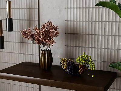 Modern vase fruit plate ornaments combination 3d model