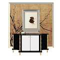 Elegant Modern Entryway Console Table And Side Cabinet With Gold Accents Black Finish