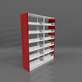 Modern Red And White Bookcase With Open Shelves And Sleek Design 3d model