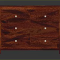 Reddish Wood Console Side Cabinet With Diagonal Textured Drawers And Metal Knobs