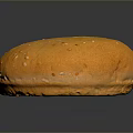 Soft Golden Hamburger Bun With Sesame Seeds On Black Surface And Clear Reflection