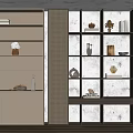 Modern Bookcase Interior Design With Multiple Shelves Decorative Vases Books And Lattice Panels