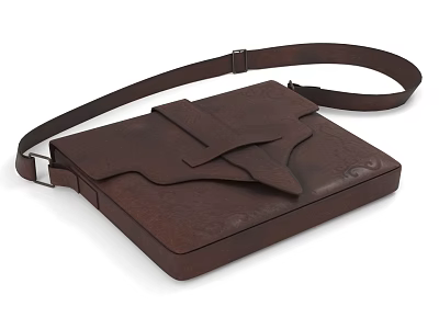 Brown Leather Shoulder Bag With Sleek Design And Folded Flap Closure 3d model