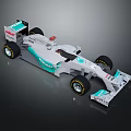 White Light Blue Formula 1 Race Car with Petronas Sponsorship Aerodynamic Design
