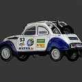 Vintage Blue And White Rally Car Model With Number 53 Stickers And Spare Tire