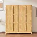 Nordic Wardrobe Solid Wood Bedroom Household Modern Simple Wardrobe Four-door Wardrobe 3d model