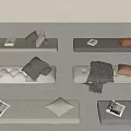 Modern Seating Long Benches With Gray Orange Cushions Blankets And Magazines