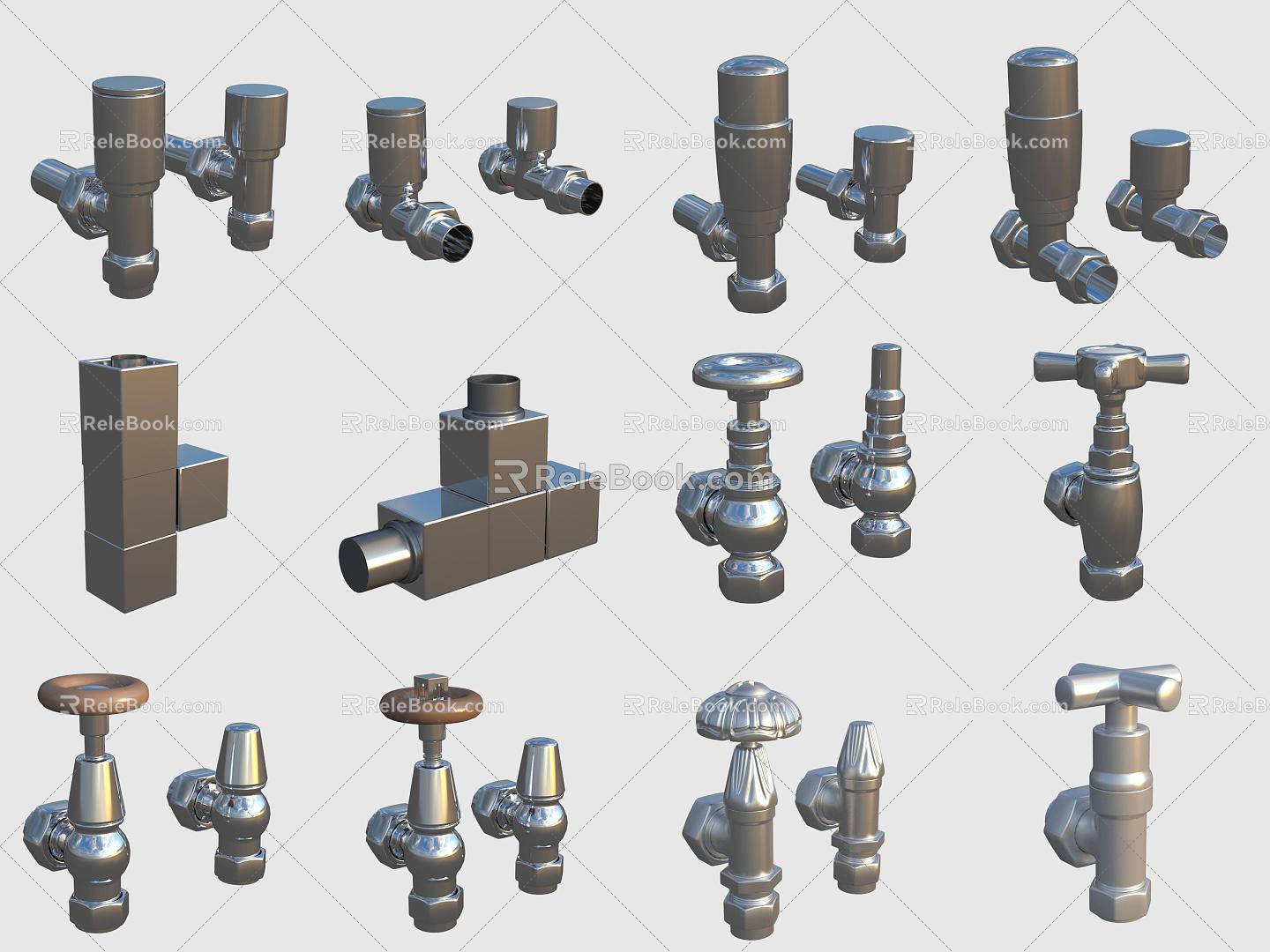 Faucet switch valve hardware tee 3d model