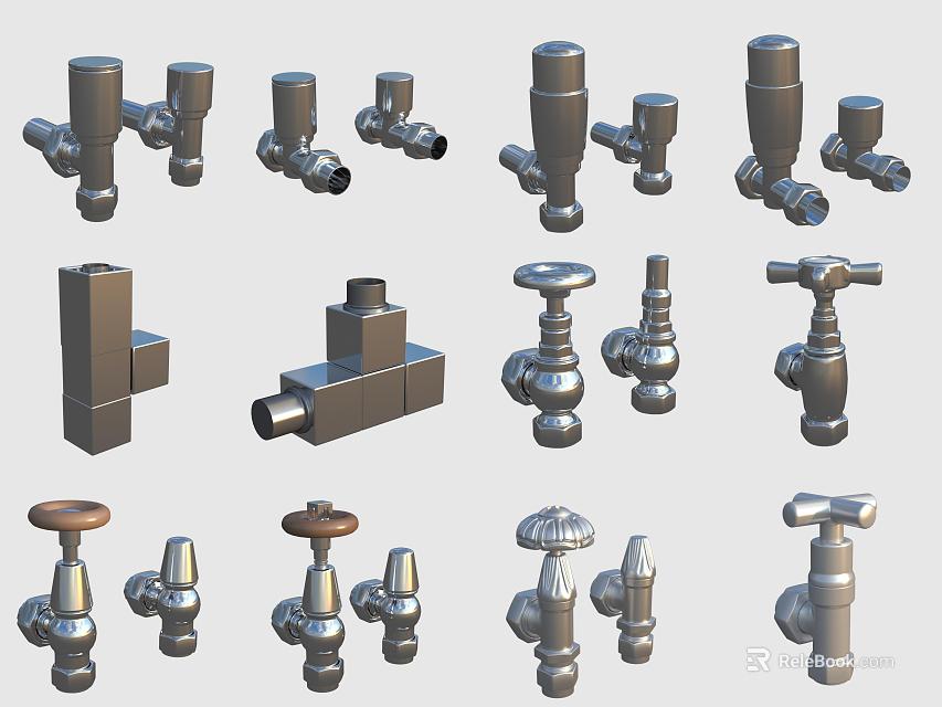 Various Faucet Designs Featuring Modern Traditional Styles And Metal Finishes 3d model 