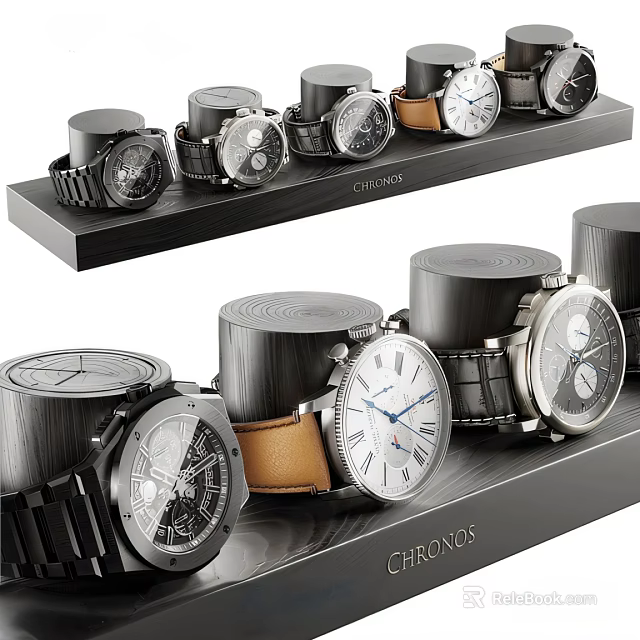 Exquisite Jewelry Watches Display With Various Styles On Modern Racks 3d model 