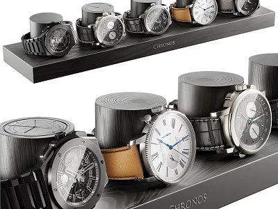 Exquisite Jewelry Watches Display With Various Styles On Modern Racks 3d model