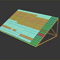 Roof Model With Sloped White Tiled Surface And Wooden Triangular Support Structure 3d model