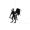 Game Movie Character Design With Horned Head Bat Like Wings And Muscular Body