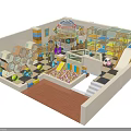 Indoor Kids Playground Featuring Colorful Hexagonal Walls Slide Climbing Frame And Yellow Ball Pit