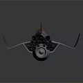 Blue Spacecraft With Red Cockpit Flying At High Speed Through Space With Purple Propulsion Trail