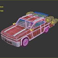 Red Futuristic Space Car With Rocket Engines And Aerodynamic Exterior Design