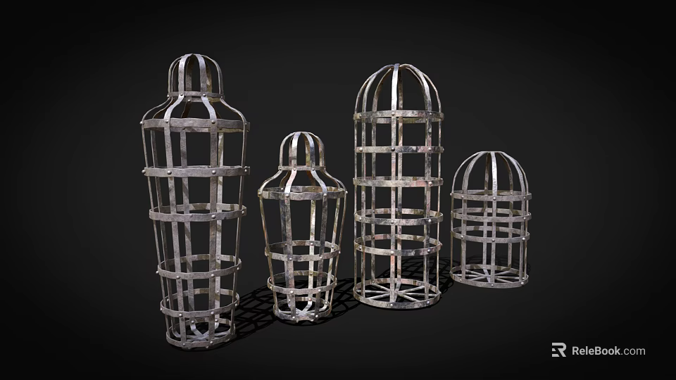 Industrial Equipment With Metal Frame Grid Structures And Various Sizes 3d model 