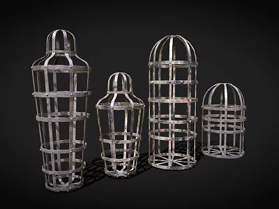 Industrial Equipment With Metal Frame Grid Structures And Various Sizes 3d model