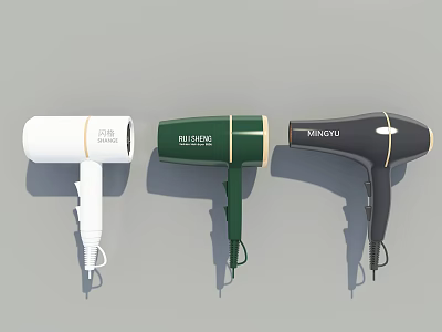 JINRI And MINGYU White Green Black Hair Dryers Modern Design For Daily Electrical Appliances 3d model