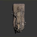 Silver Deer Shaped Sculpture With Intricate Patterns Curled Antlers And Decorative Base