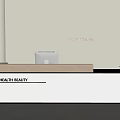 Health Beauty Reception Desk With Wooden Top White Cabinet And Deer Ornament