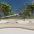Scenic Park Landscape Design With Winding Paths Green Lawns And Trees