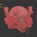 Vintage Metal Car Engine Components With Dual Cylindrical Parts And Circular Grille
