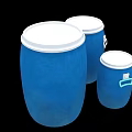 Blue Utility Buckets With White Lids Different Sizes And Green Handle