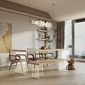 Quiet Restaurant Dining Table and Chair Combination 3d model