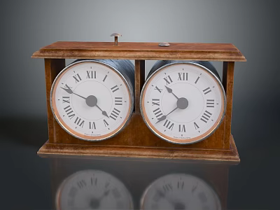 Elegant Vintage Wooden Mantel Clock With Double Roman Numeral Dials Classic Design 3d model