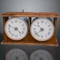 Elegant Vintage Wooden Mantel Clock With Double Roman Numeral Dials Classic Design