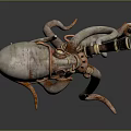 Steampunk Mechanical Octopus Character Holding Telescope And Sword With Metallic Gears 3d model