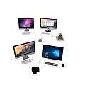 Computer display mouse keyboard books coffee 3d model
