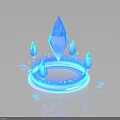 Glowing Blue Crystal Structure With Circular Glowing Base Central Large Gem And Surrounding Small Crystals 3d model